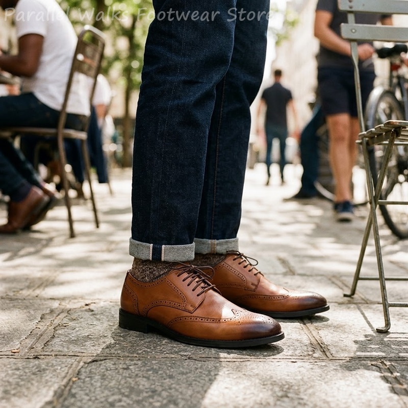 Men Shoes For Wedding - Men Brogue Derby Shoes Formal Wingtip