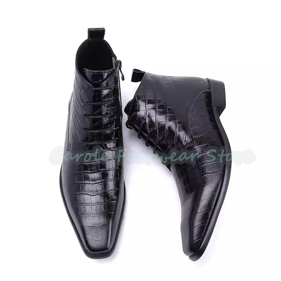 Men Shoes For Wedding - Fashion Genuine Leather Ankle Boots for