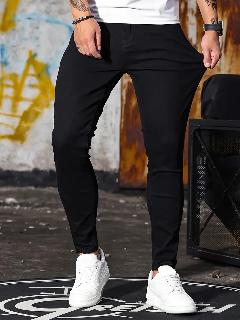 Men'S Shoes With Jeans - Men Jeans Skyblue Black Zipper Stretch