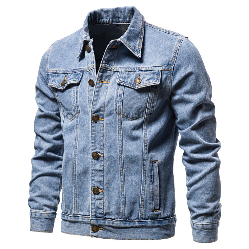 Men'S Shoes With Jeans - 2025 Autumn Men Solid Denim Jackets