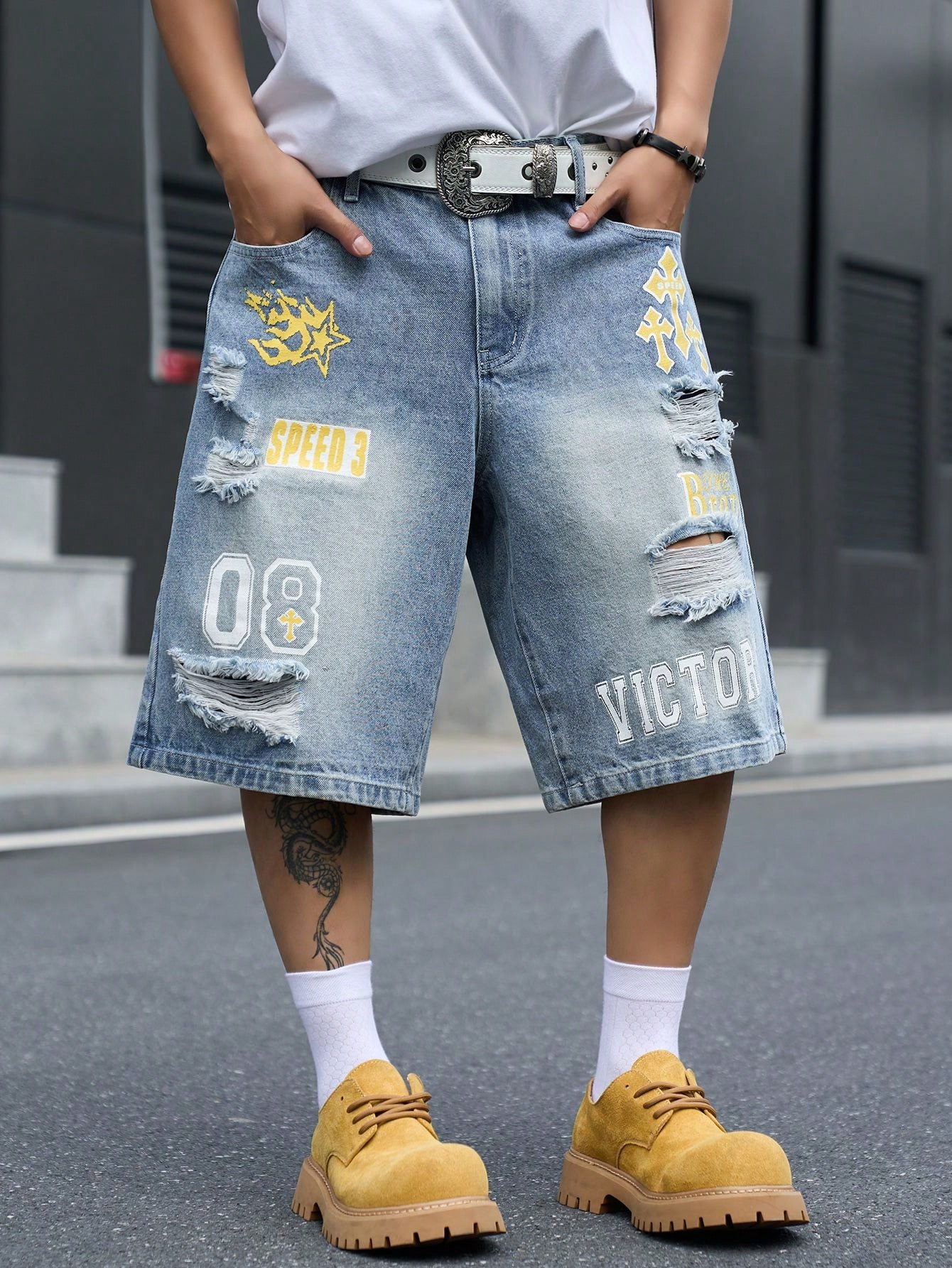 Men'S Shoes With Jeans - Men's Loose Fit Denim Bermuda Shorts,