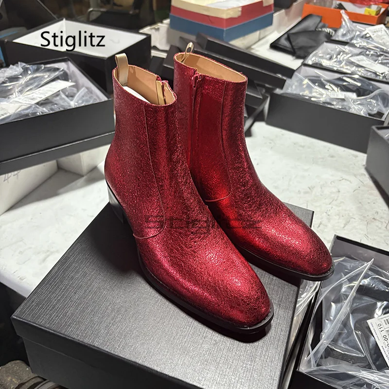 Red Genuine Leather Chelsea Bo - đánh giá và giá Men Shoes Size 11