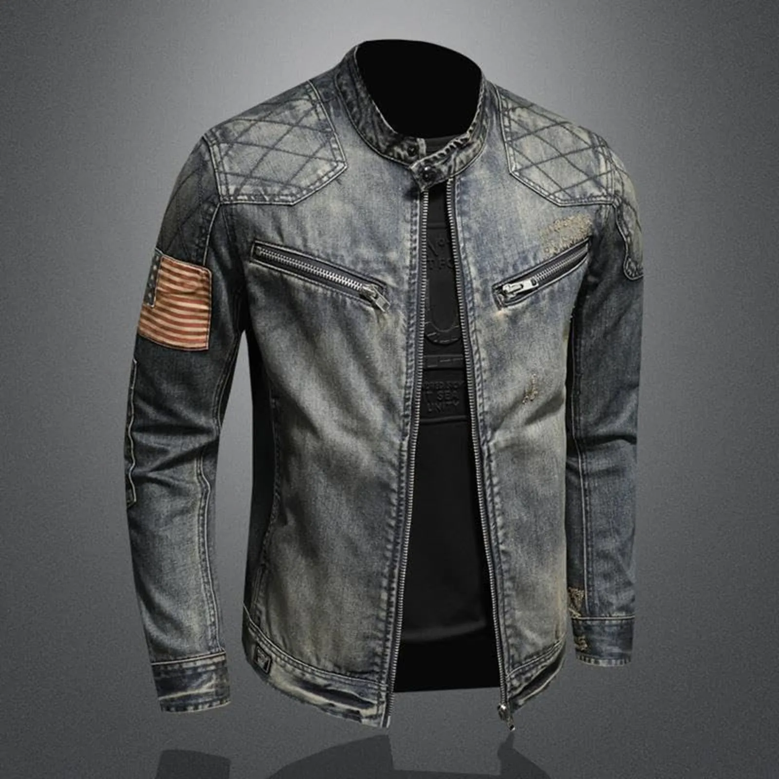 Vintage Denim Jacket With Zip  - đánh giá và giá Men'S Shoes With Jeans