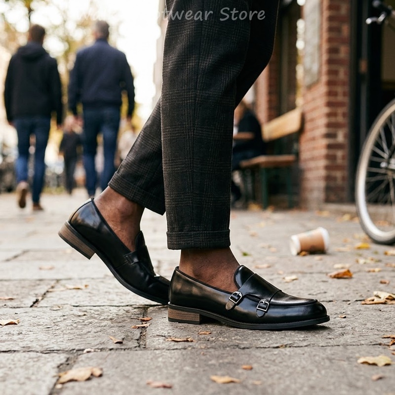 Men Double Buckle Loafers Vint - đánh giá và giá Men Shoes Oxford