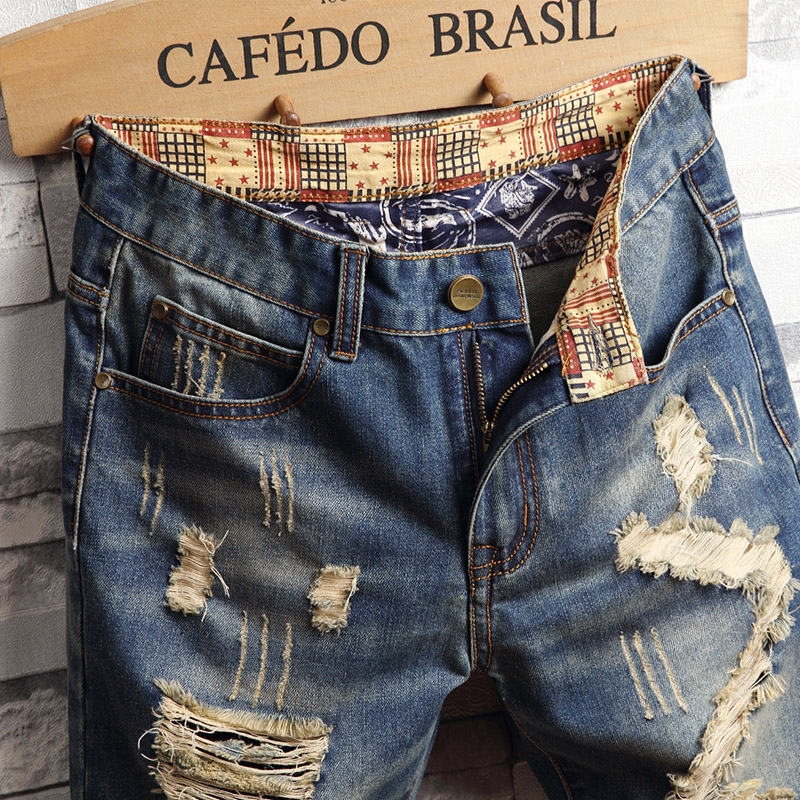 Ripped Hip-hop Denim Shorts Me - đánh giá và giá Men'S Shoes With Jeans