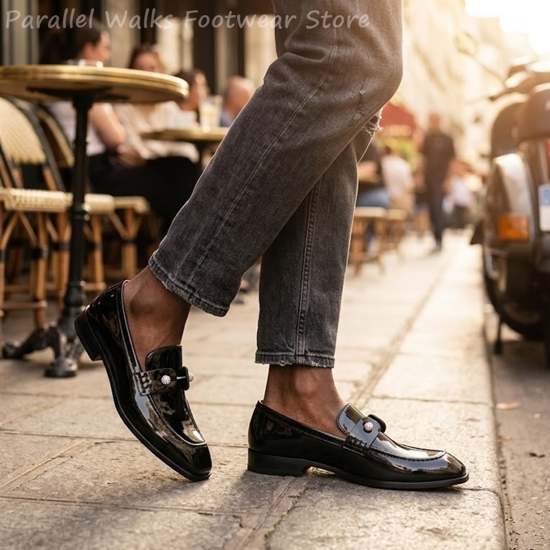 Men Black Patent Faux Suede Rh - đánh giá và giá Men Shoes For Wedding